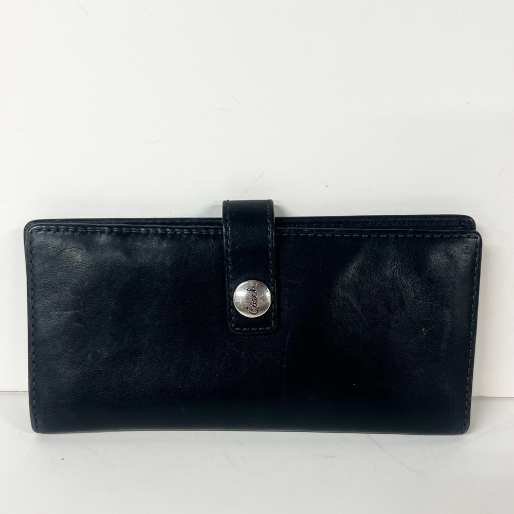Coach | Black Leather Snap Wallet Clutch